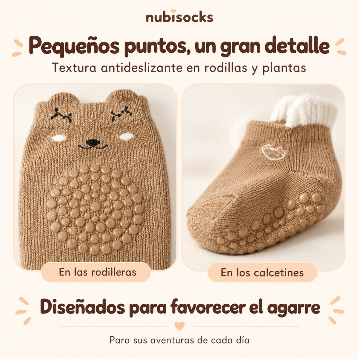 NubiSocks - Conjunto Rodilleras + Calcetines Tejidos para Bebé